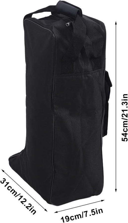 Opbergtas voor sneeuwschoenen van Oxford doek en leer in het zwart Handig voor op reis met cowboylaarzen