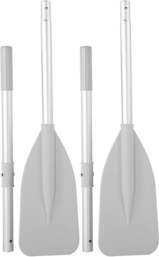 Opblaasbare Bootpeddel Kajak Roeispaan Watersport Versterkte Aluminiumlegering 2 stuks Zilver