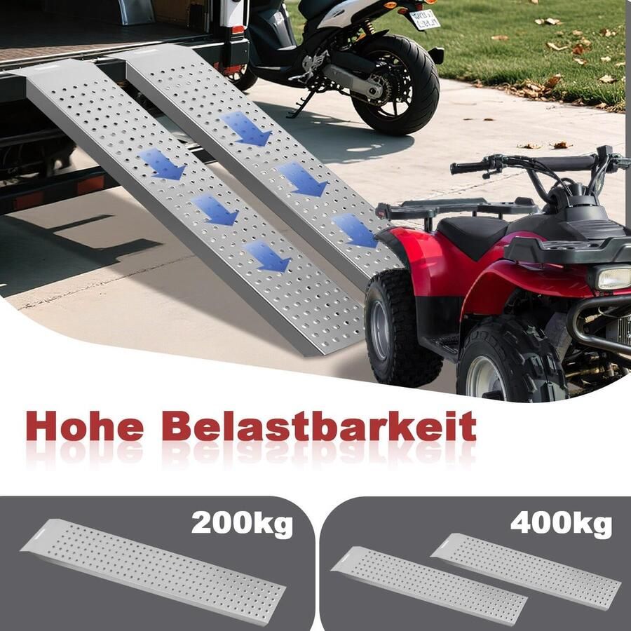 Oprijplaat 2 stuks max. 400 kg laadplat oprijplaten voor aanhanger auto-laadplat motorhelling oprijplaat set van 2 stuks