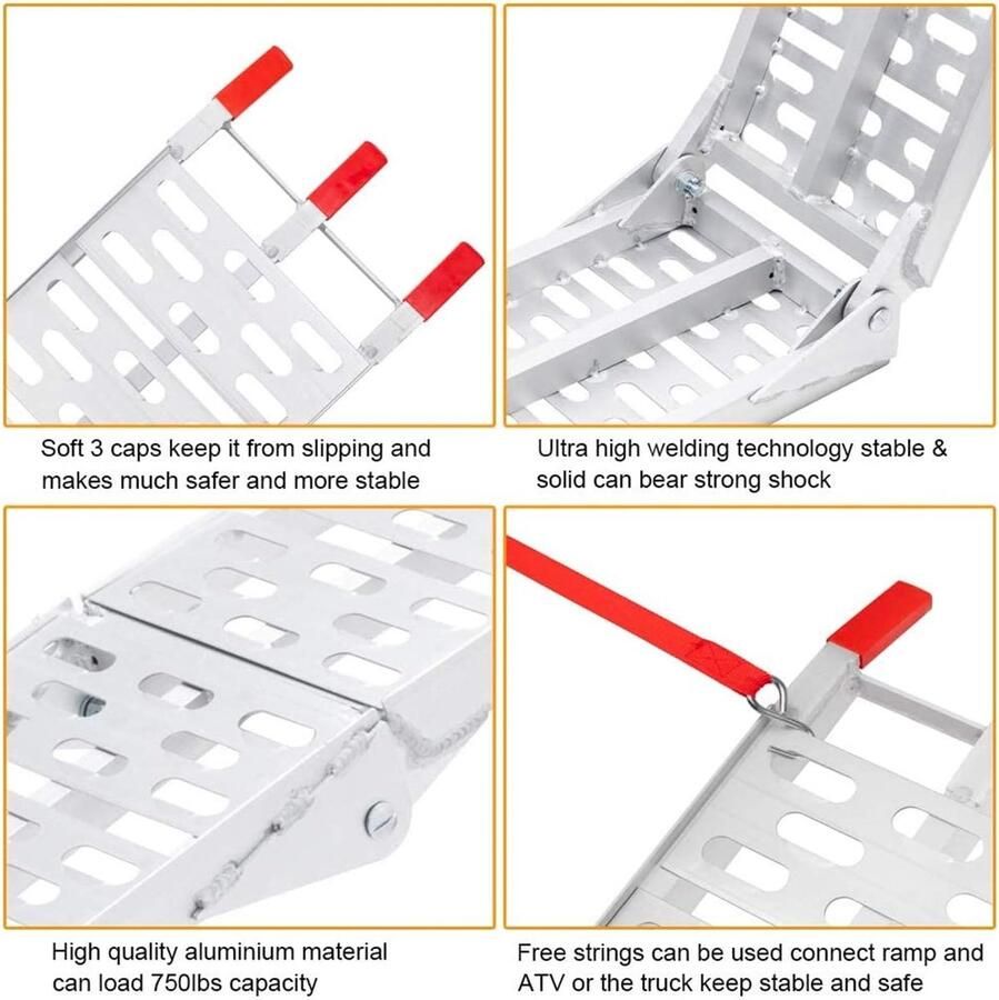 Oprijplaat inklapbare laadhelling 680 kg max. vouwtrap aluminium oprijplaat 226 x 30 5 x voor motorfiets ATV quad auto aanhanger