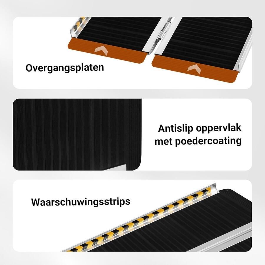 Oprijplaat rolstoel dubbel opvouwbaar rolstoelhelling tot 270 kg draagkracht oprijhelling met antislip oppervlak aluminium drempelhulp breed