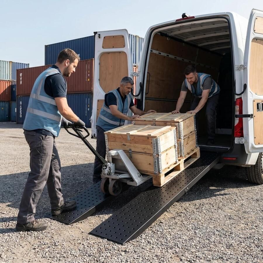 Oprijplaat set van 2 robuuste oprijplaat met 400 kg totale draagkracht antislip oprijrail dik voor motorfiets aanhanger auto 1582 x 218 x 448 mm zwart - Foto 2