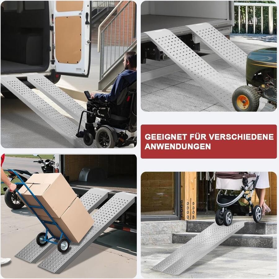 Oprijplaat set van 2 verzinkt staal voor aanhangers Oprijplaat en laadrails draagkracht 200 kg per oprijplaat antislip voor motorfiets ATV quad en auto