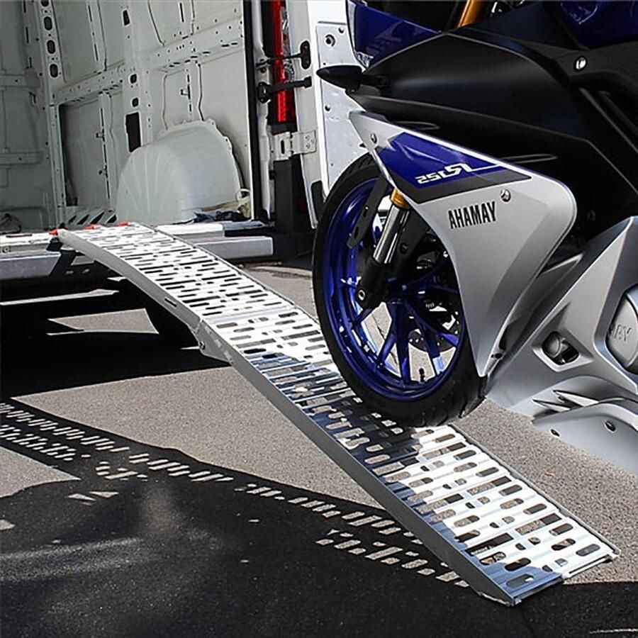 Oprijplaat van aluminium tot 340 kg inklapbaar antislip voor motorfiets ATV scooter grasmaaier - Foto 2