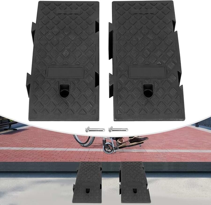 Oprijplaat voor auto's 2-delige set autowerkplaat-oprijplaten oprijplaat voor aanhangers draagbare antislip kunststof oprijplaten geschikt voor de meeste voertuigen 25 x 49 x zwart