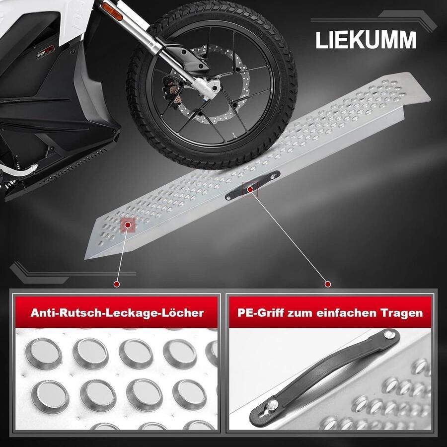 Oprijplaten 2 stuks 120 x capaciteit 600 kg PR capaciteit laadbruggen voor motorfiets ATV vrachtwagen quad grasmaaier sneeuwblazer antislip waterdicht roestvrij 2 stuks
