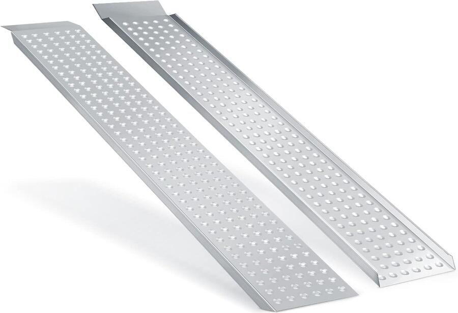 Oprijplaten 2 stuks draagvermogen 400 kg gegalvaniseerd staal 160 x 23 5 x antislip geperforeerd oppervlak auto transport oprijplaat