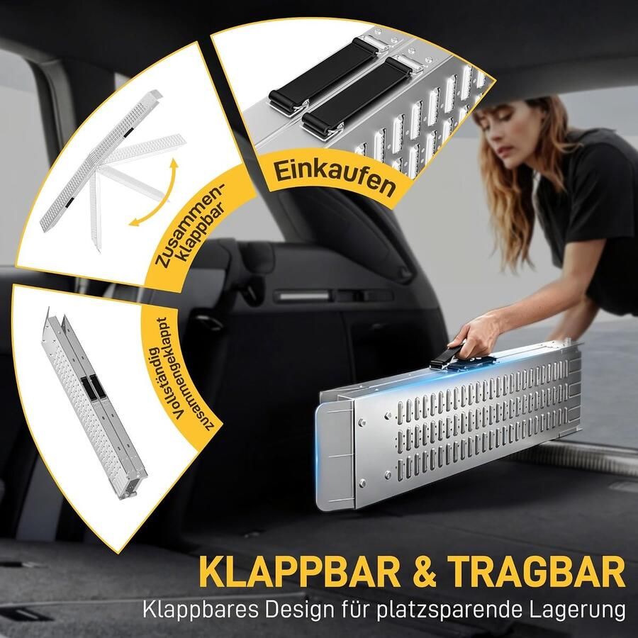 2-delige oprijplaat laadlampen tot 400 kg antislip laadlamp met handgreep voor aanhanger motorfiets ATV quad 180 x