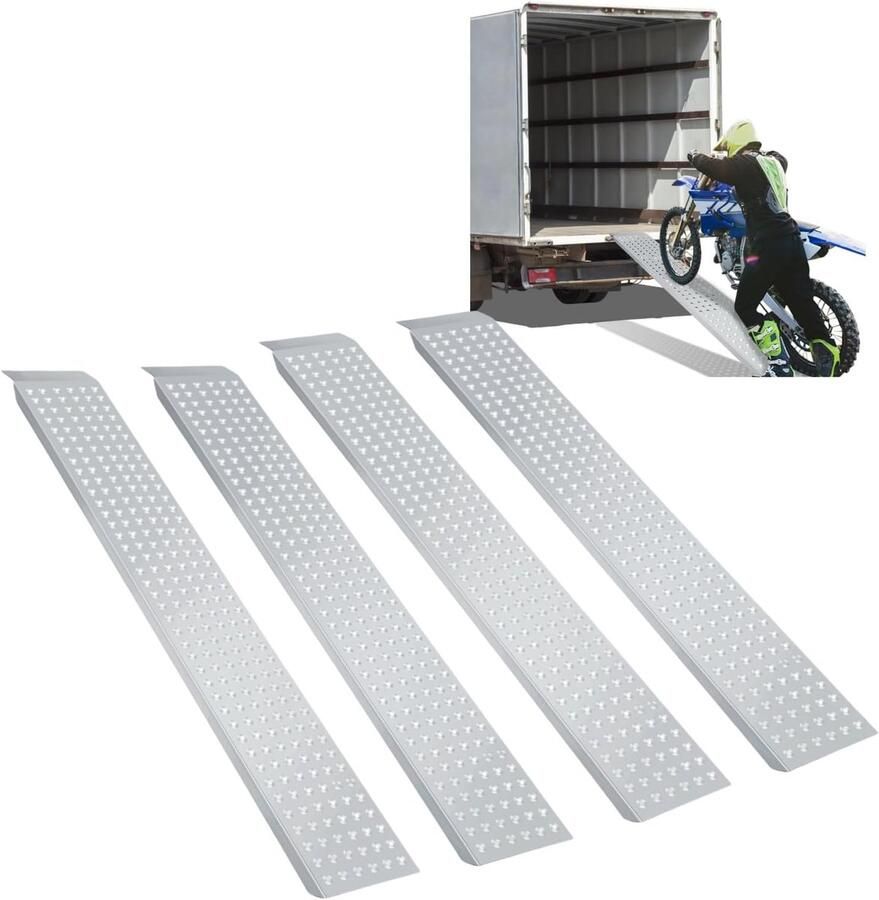 Oprijplaten 4 stuks 200 kg per stuk antislip gegalvaniseerde stalen oprijplaat auto grasmaaier en meer licht laadhelling voor motorfiets personenauto's ATV quad