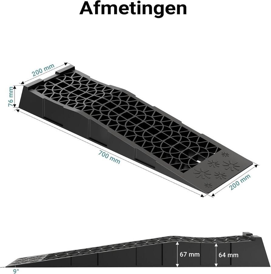 Oprijplaten 700x200x78 mm extra vlakke kunststof oprijrampen voor 3t auto camper 2 stuks