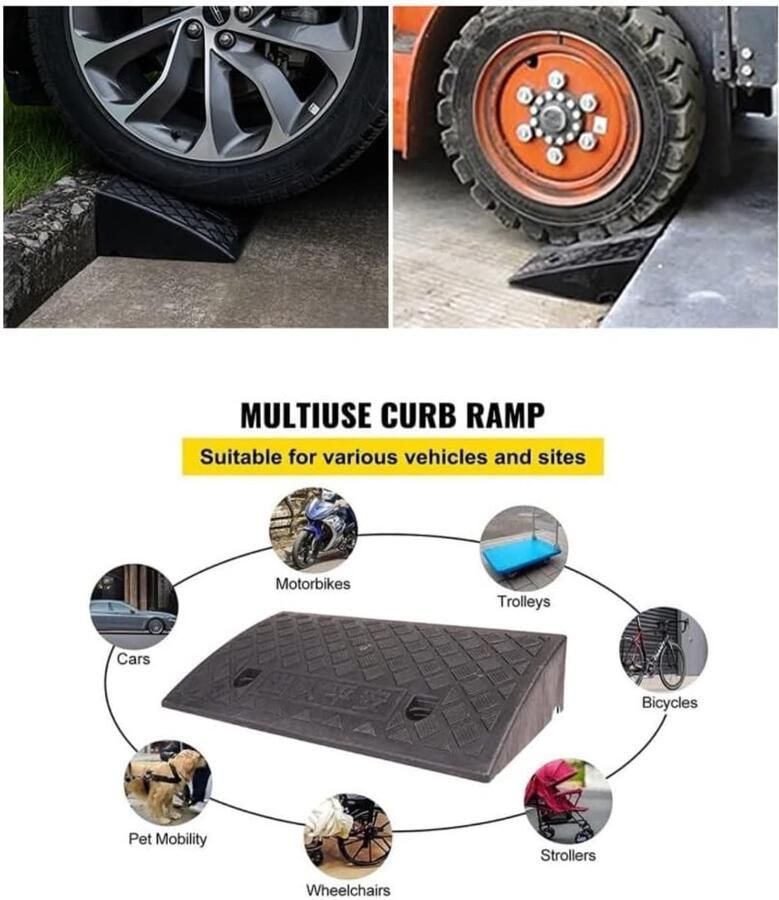 Oprijplaten Rubber Auto Oprijplaat Stoeprand Oprijplaat Voor 3- Hoge Treden Drempel Oprijplaat Rolstoel Oprijplaat Voor Motor Fiets Scooter Vrachtwagen(Green 50x27x