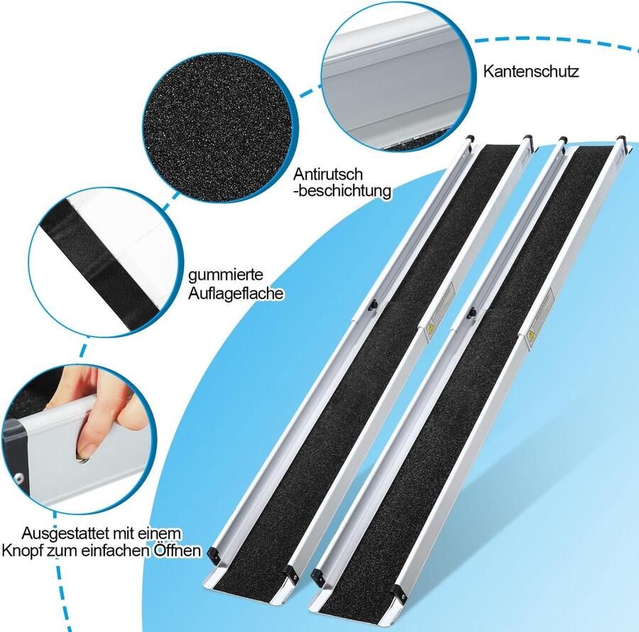 Oprijplaten voor rolstoelen aluminium laadklep tot 300 kg oprijplaat voor rolstoel telescopische oprijplaat met textiel tas opvouwbare oprijplaat voor rolstoel oprijplaten
