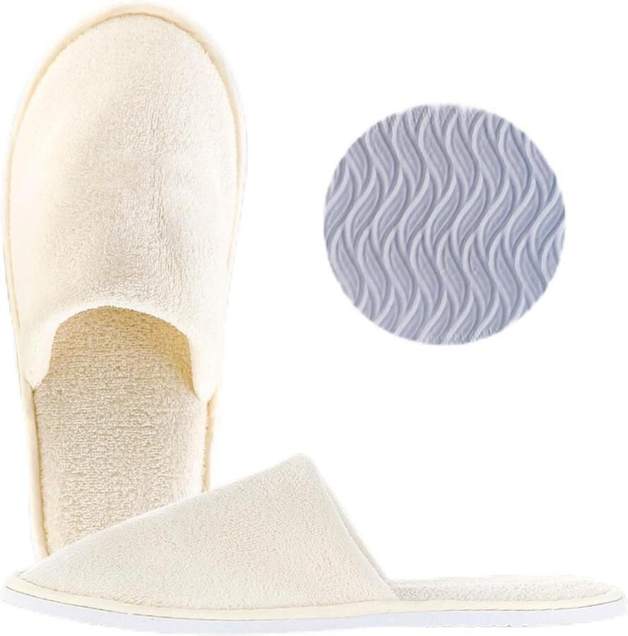 Opvouwbare Hotelslippers Beige Antislip Wasbare Comfort Pantoffels voor Reizen en Thuis