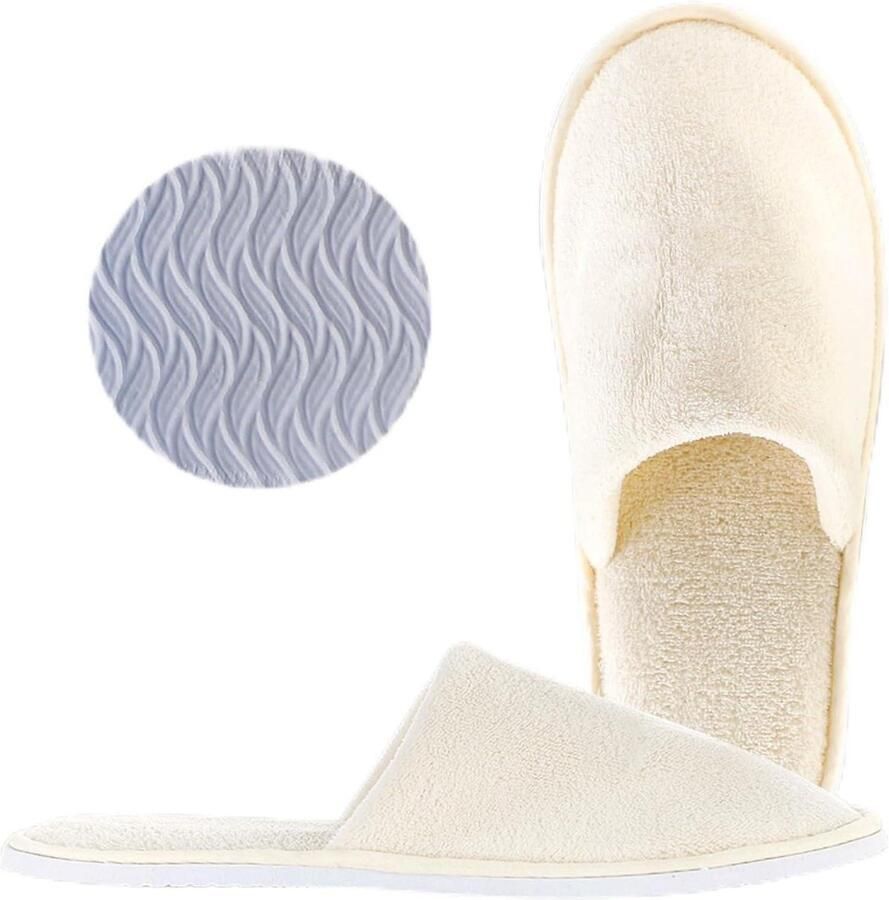 Opvouwbare pantoffels voor hotel en thuis Antislip en wasbaar Draagbare badpantoffels Beige Maat Large X-Large