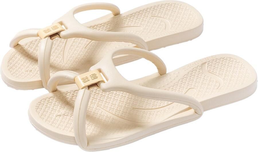 Opvouwbare Reisslippers Unisex Teenslippers voor en Lichtgewicht Premium EVA Badslippers Antislip Strandslippers Beige