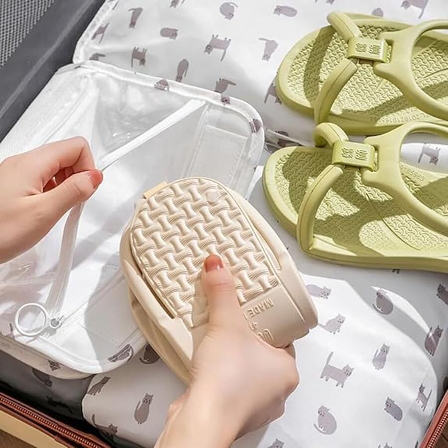 Opvouwbare reisslippers voor en sneldrogend antislip en lichtgewicht ideaal voor douche strand spa en hotel（39 40）