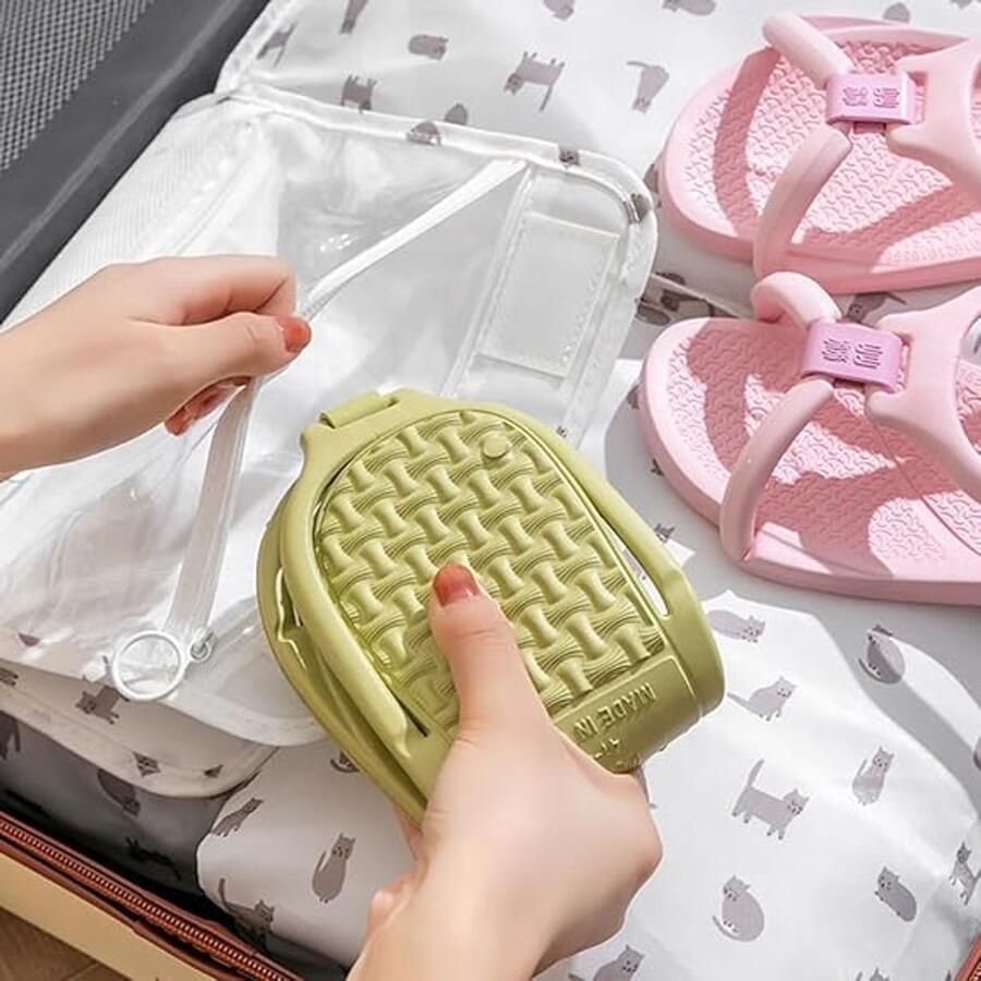 Opvouwbare reisslippers voor en sneldrogend antislip en lichtgewicht ideaal voor douche strand spa en hotel-Groente（45 46）