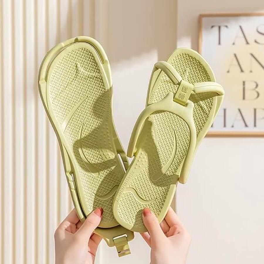 Opvouwbare reisslippers voor en sneldrogend antislip en lichtgewicht ideaal voor douche strand spa en hotel-Groente（43 44）