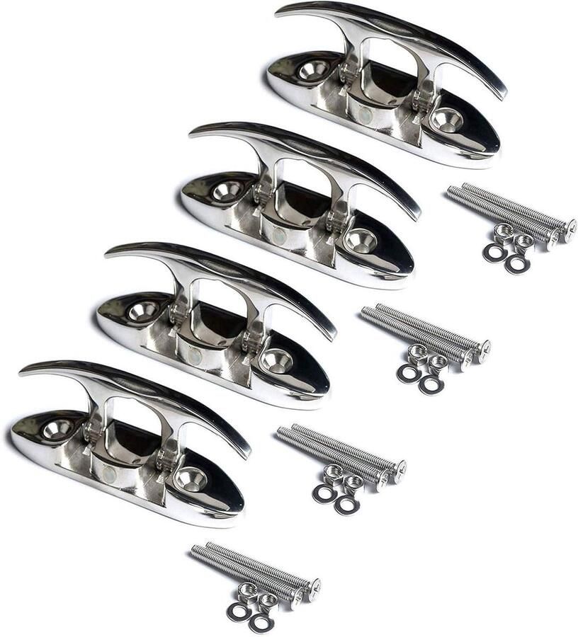 Opvouwbare Schoenplaat Boot Dock Cleat Watersport Bevestiging 316 Roestvrij Staal 4-1 2 inch Zilver