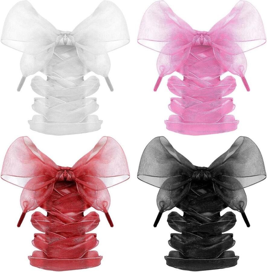 Organza Veters Lint Platte Sneeuwschoenveters Schoenen Versieren Transparante Textuur Lengte Meerdere Kleuren
