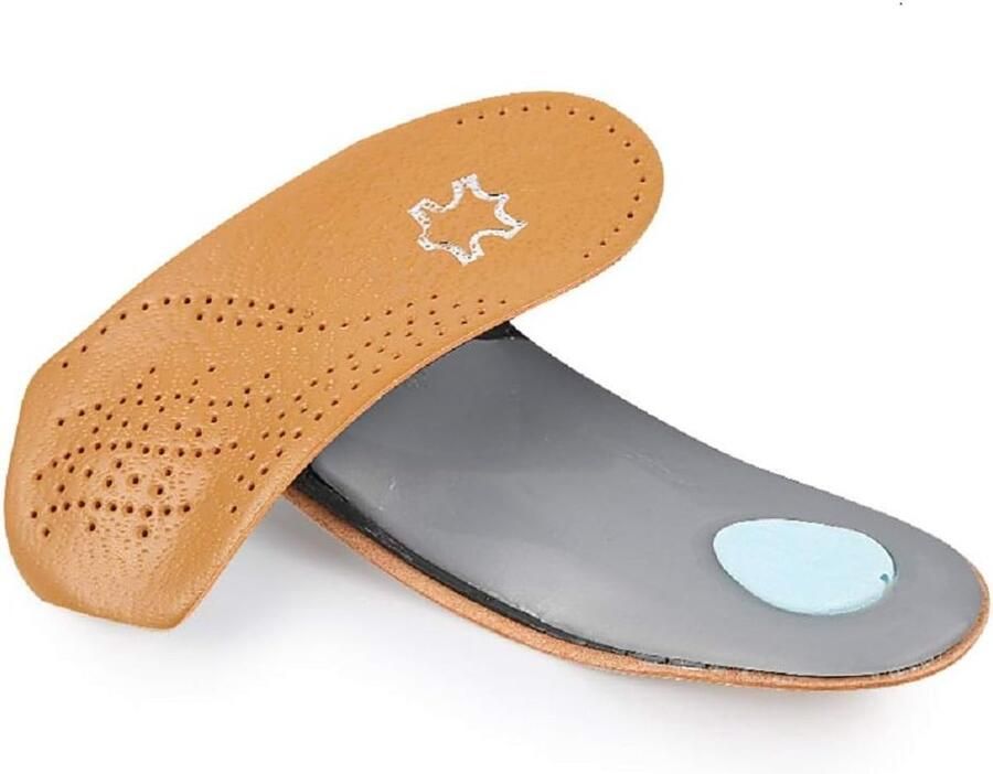 Orthopedische Inlegzolen Steunzool 3 4 Fasciitis Plantaris-Inserts Met Middenvoetkussen Hielkussen Ultralicht dun Leer voor platte Voeten Semi-stijve Voetboog Wandelen