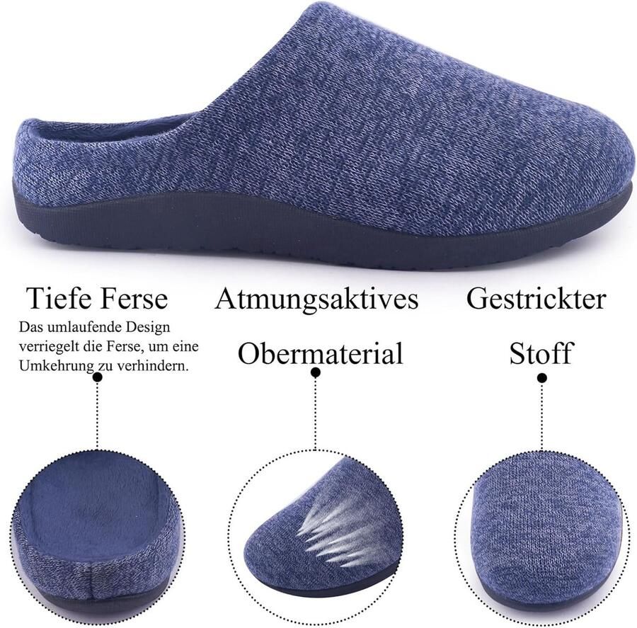 Orthopedische Pantoffels Blauw 40 EU Slip-on met Verzonken Voetinlegzool Voor en