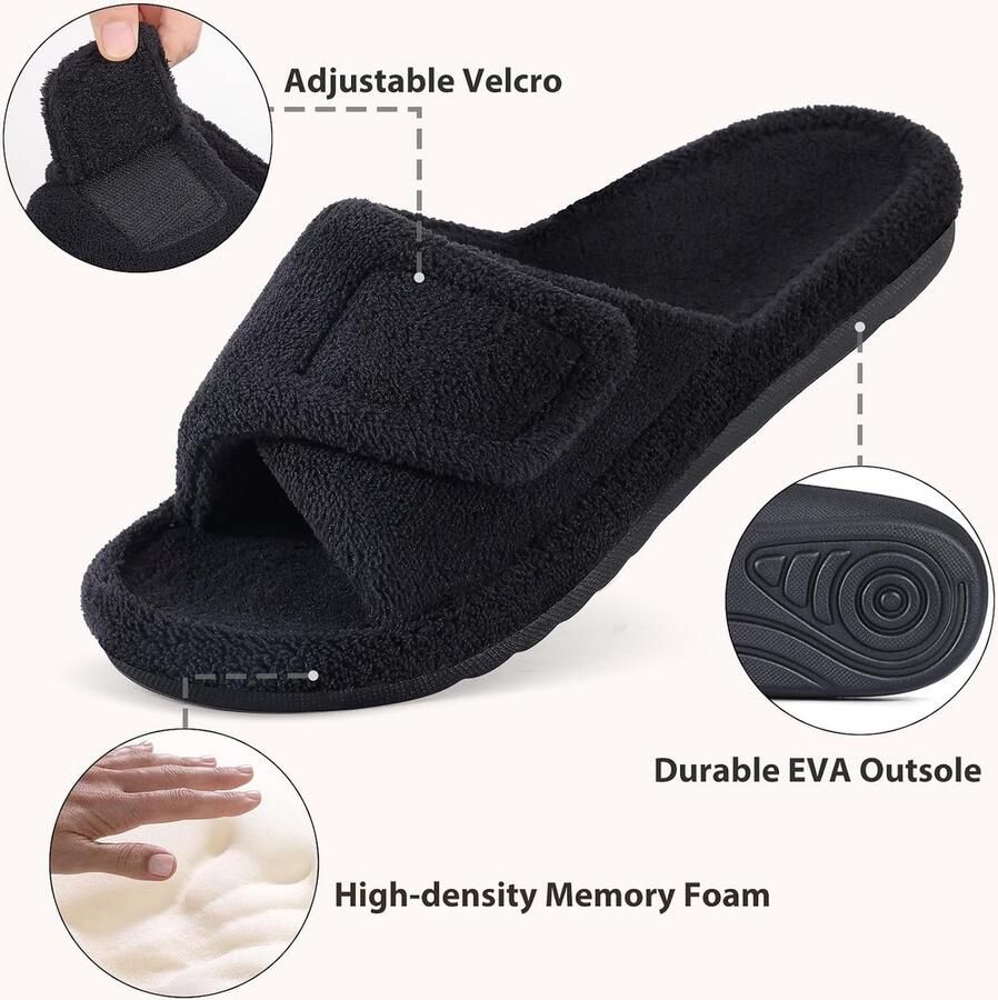 Orthopedische pantoffels voor dames met ondersteuning van de voetboog verstelbare open teen huisschoenen voor plantaire fasciitis