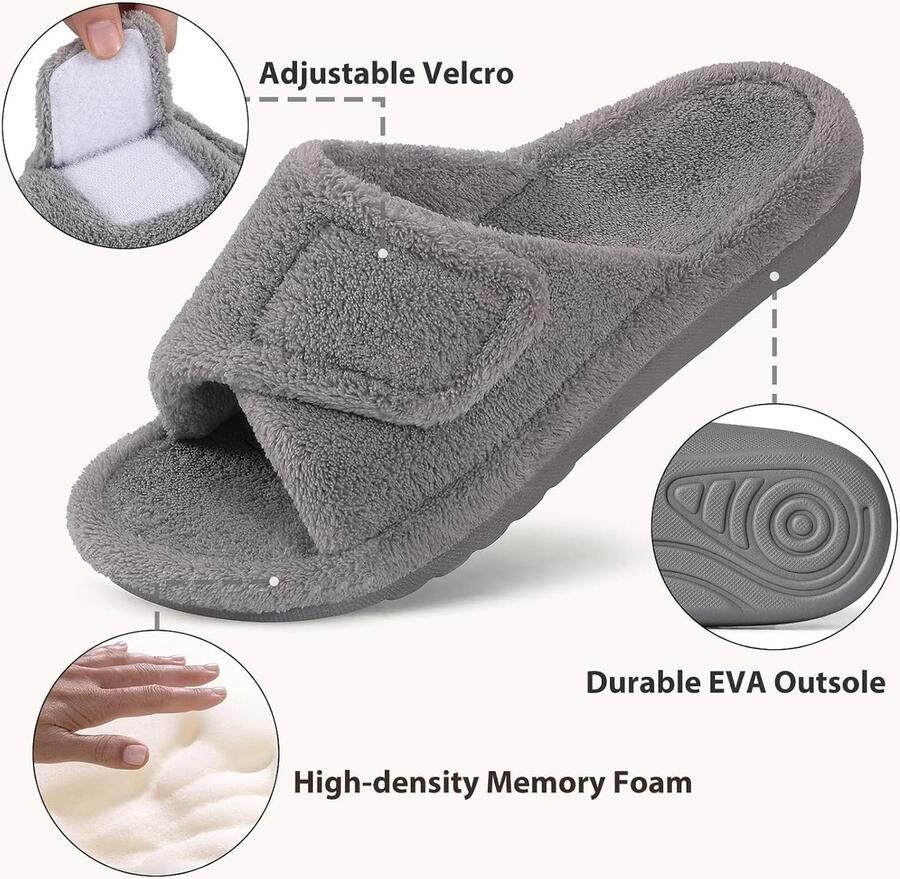Orthopedische pantoffels voor dames met ondersteuning van de voetboog verstelbare open teen huisschoenen voor plantaire fasciitis