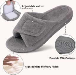 Orthopedische pantoffels voor dames met ondersteuning van de voetboog verstelbare open teen huisschoenen voor plantaire fasciitis