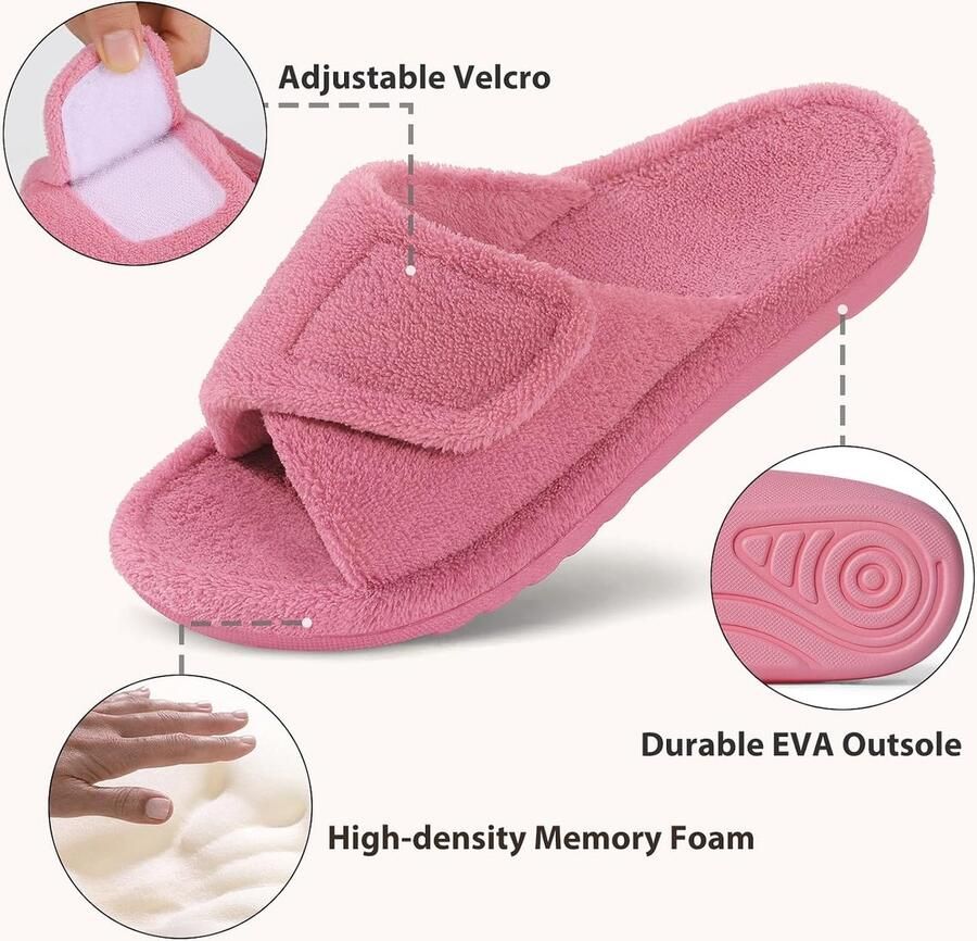 Orthopedische pantoffels voor dames met ondersteuning van de voetboog verstelbare open teen huisschoenen voor plantaire fasciitis