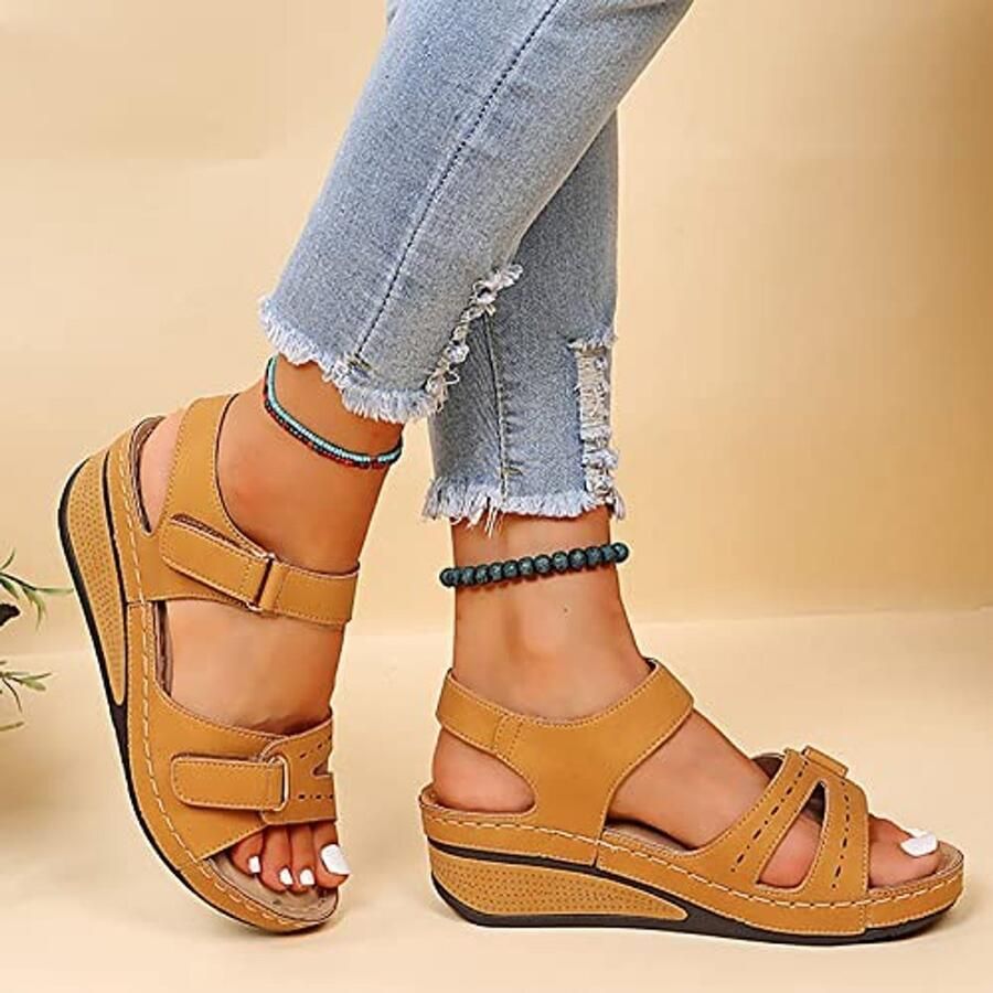 Orthopedische Sandalen voor Dames Geel Wedge