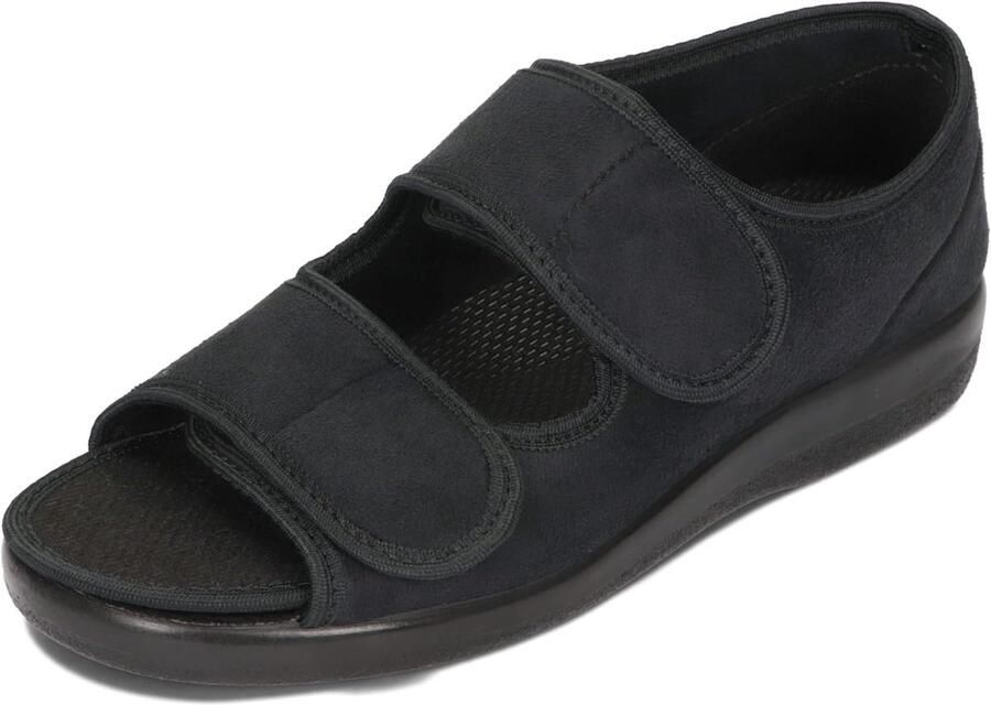 Orthopedische Schoenen Verstelbare Brede Sandalen Verbandschoen Orthopedische Binnenzool Klittenband Microvelour Zwart 36-46