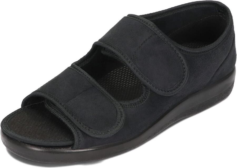 Orthopedische Schoenen Verstelbare Brede Sandalen Verbandschoen Orthopedische Binnenzool Klittenband Microvelour Zwart 36-46