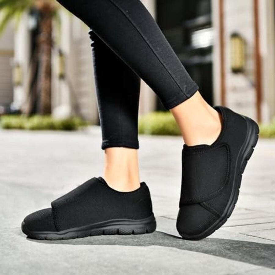 Orthopedische Slippers voor Dames Extra Brede Pasvorm Zwart