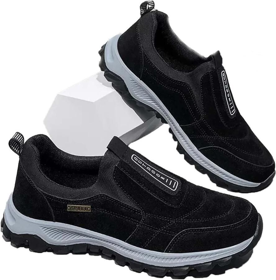 Orthopedische Wandelschoenen Comfortabele Instappers Outdoor Activiteiten Waterdicht Ademend Design Zwart