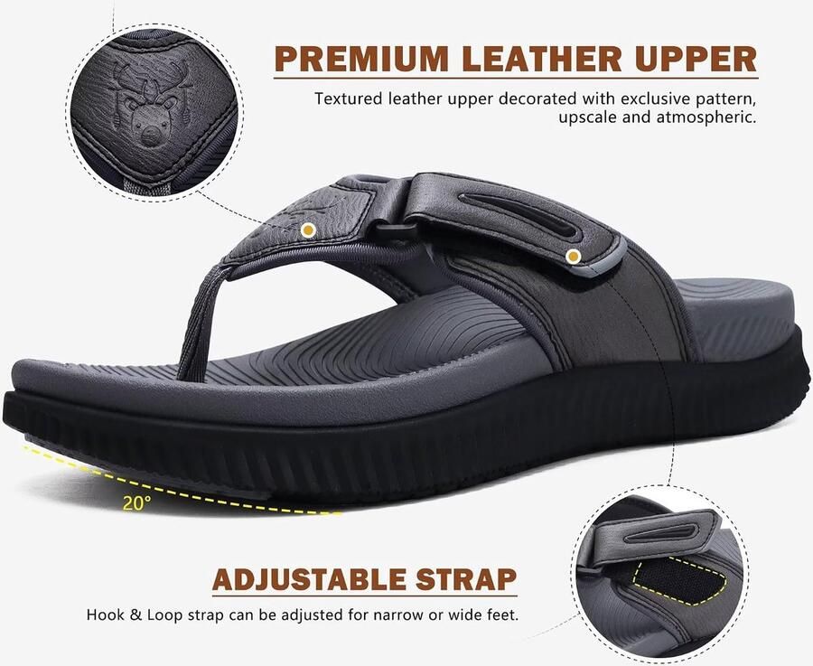 Heren orthopedische flip flops verstelbaar en dik sportieve sandalen waterdicht en lichtgewicht ShopVlot