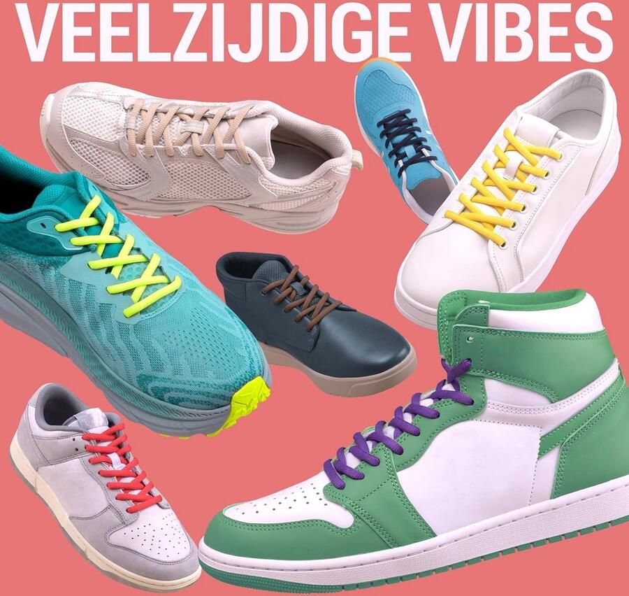 Ovale Sport Schoenveters Veel Kleuren & Lengtes Polyester Duurzaam Geschikt voor Sneakers Sportschoenen en Laarzen