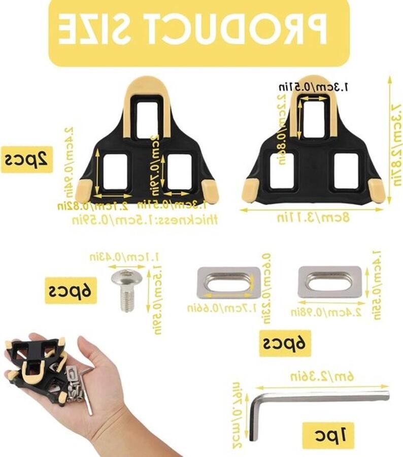 Overeenko de Fietsschoenen Cleats met 6° Float TPU Kunststofpads voor Racefietsen en MTB's Set van