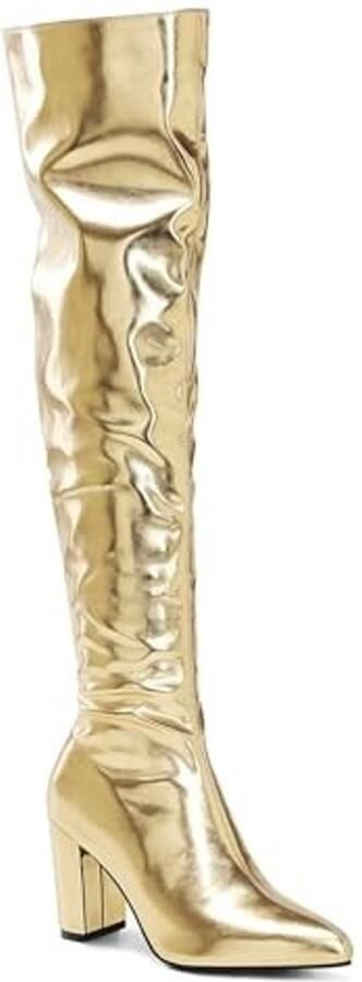 Overknee Boots Goud Blokhak
