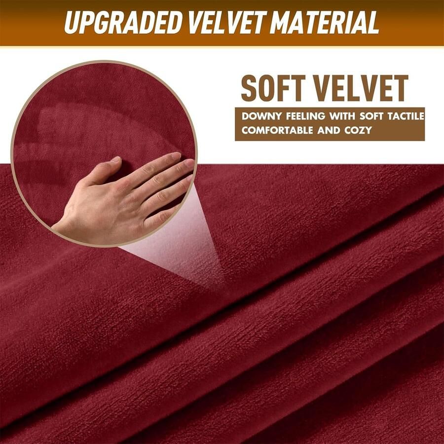 Overtrek voor sofakussen fluwelen stretch bezug voor sofa zitkussen elastische couchovertrekken sofazitbezug beschermhoes vervanging voor individuele kussens (1-zitter wijnrood)