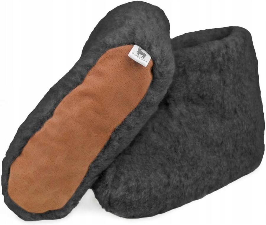 Owczarz Merino Wolle Pantoffels Antraciet