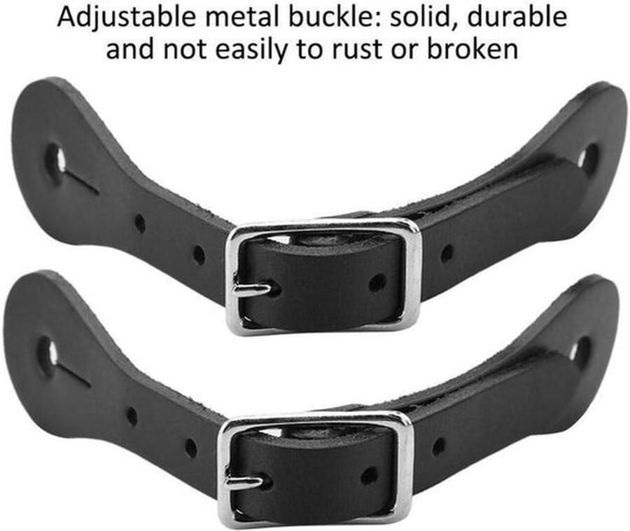 Paardensport sporenriem Lederen Handgemaakt Zwart Cowboy outfit Laarzen Geschikt voor paardrijden Model Sporenriem 1 paar handgemaakte lederen paardensport sporenriem cowboy outfit laarzen (zwart)