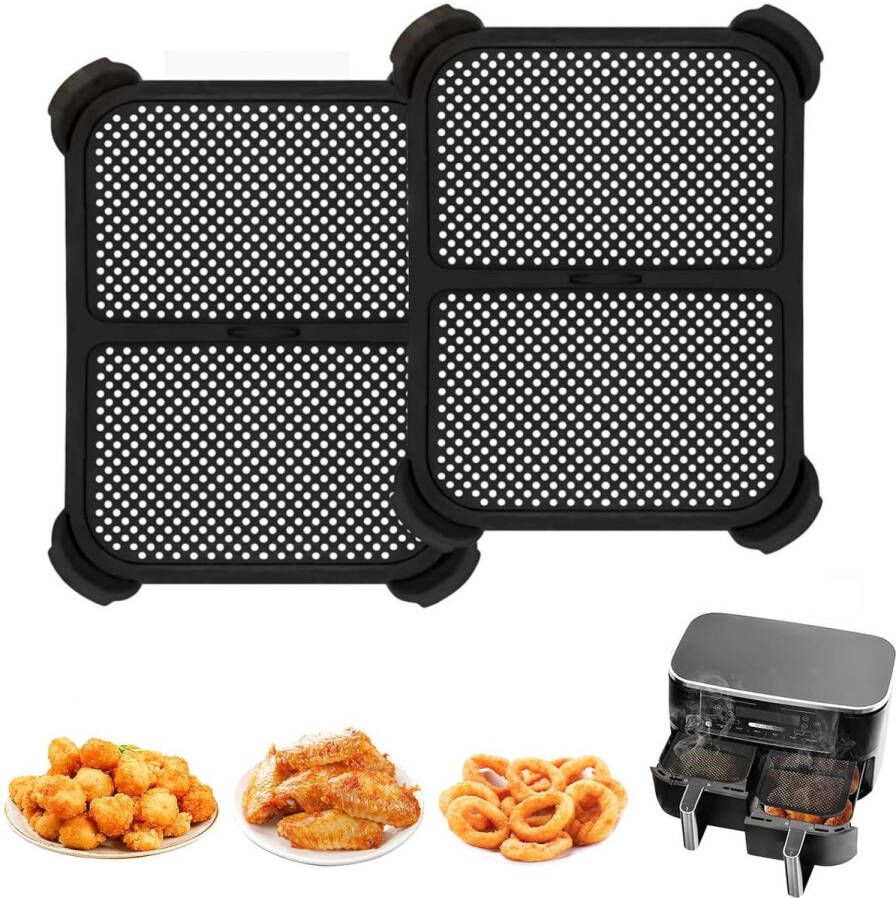 Set van 2 spatbeschermers voor airfryers compatibel met Ninja AF400EU AF451 DZ401 accessoires. Siliconen spatbeschermer voor heteluchtfriteuse herbruikbare hittebeschermingsslangen