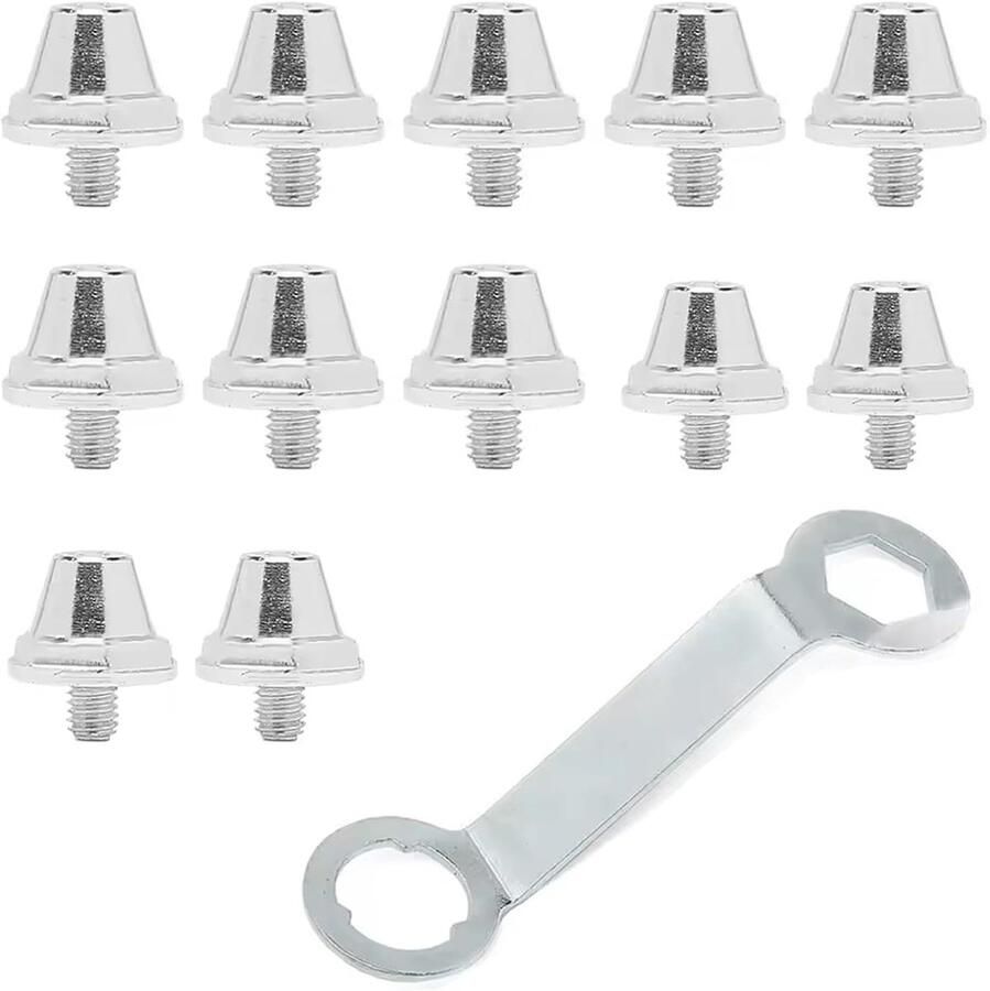 Pack van 12 Vervangende Voetbal Schroefpinnen Nubs met Stud Wrench Schroefstuds voor Voetbalschoenen Aluminium Metalen Vervangende Studs voor Voetbalschoenen 2 mm