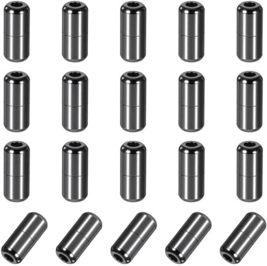 Pack van 20 Zwarte Metalen Caps voor Schoenveters Snelle Ontgrendelingssyste voor Casual Schoenen