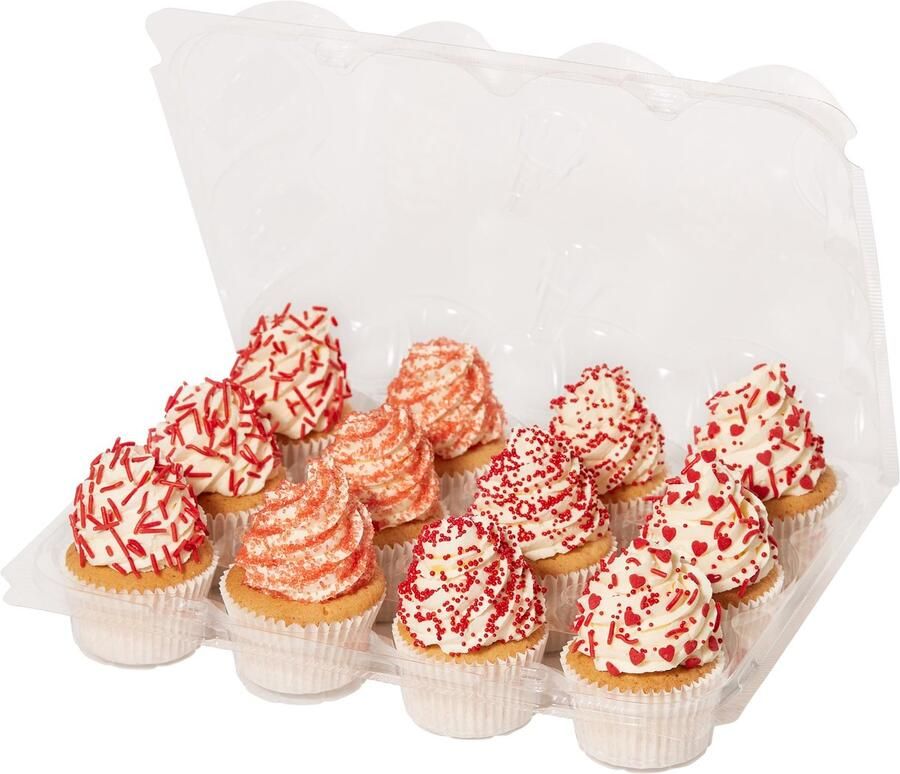 Pack van 3 herbruikbare plastic cupcake container draagdozen (12 holten)