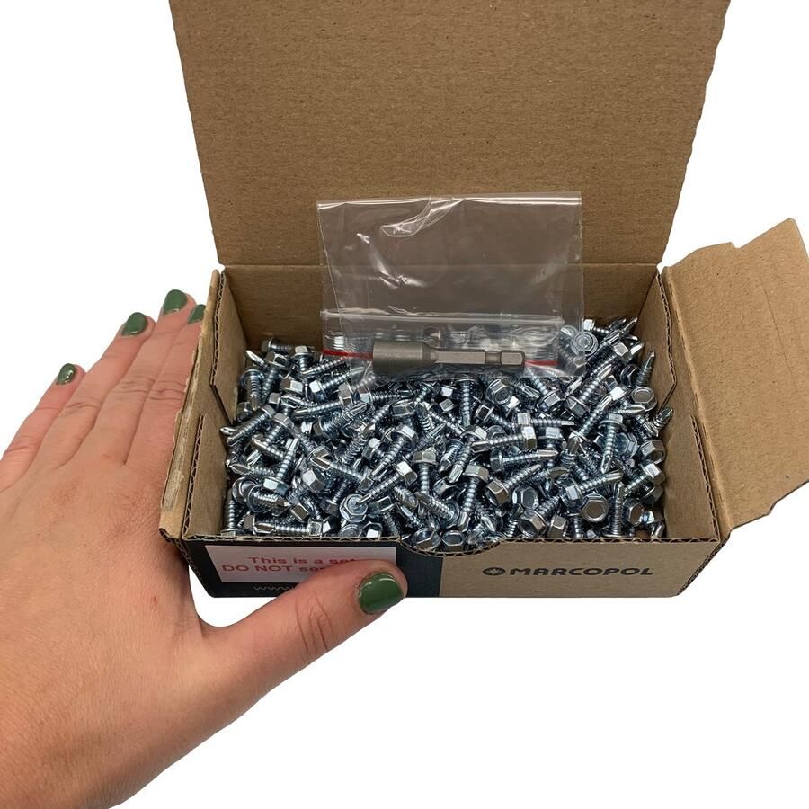 (Pack van 350 stuks) DIN 7504 K verzinkt staal 4 2 x 16 mm schroeven zelfborende plaatmetalen schroef zeskantsluitring zelftikkend (350 4 2 x 16 mm)