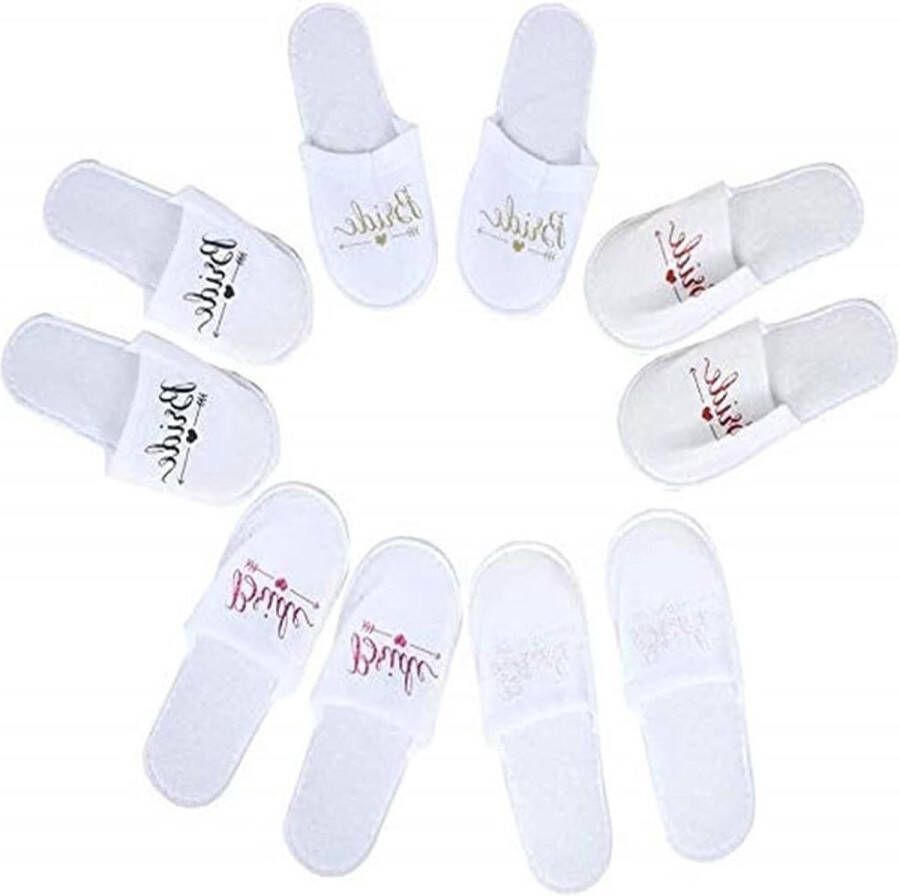 Pair Slippers Bride Letters Pattern Disposable Wedding Party Honeymoon Spa Slippers Photography Props White HTML 5 Content Needed