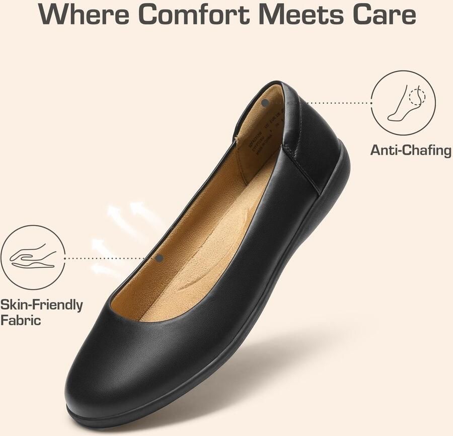 PAIRS Comfortabele ballerina's voor dames met ronde neus instappers kantoorschoenen