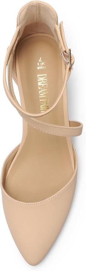 PAIRS Vrouwen Gesloten Spitse Teen Lage Chunky Hakken Pumps Enkelband Bruiloft Business Dressy Schoenen